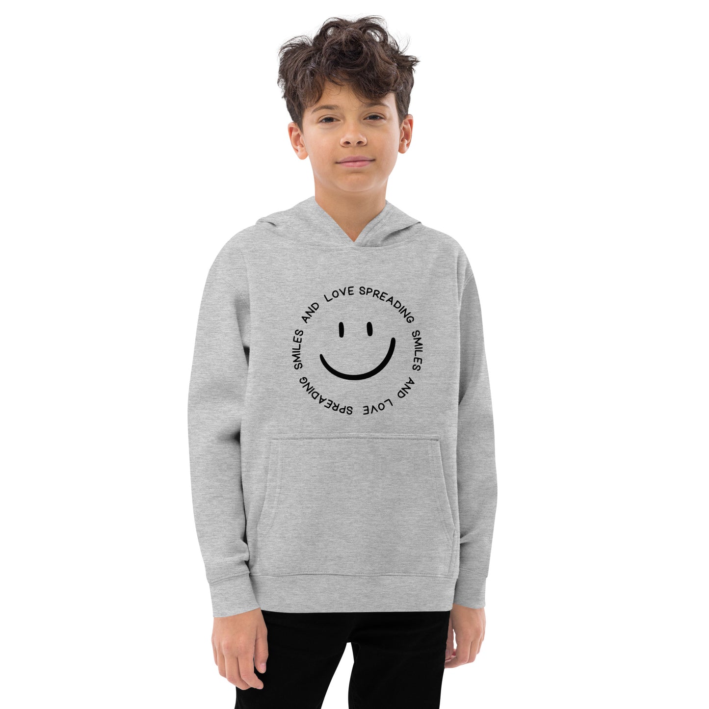 Kids fleece hoodie - SPREADING SMILES AND LOVE