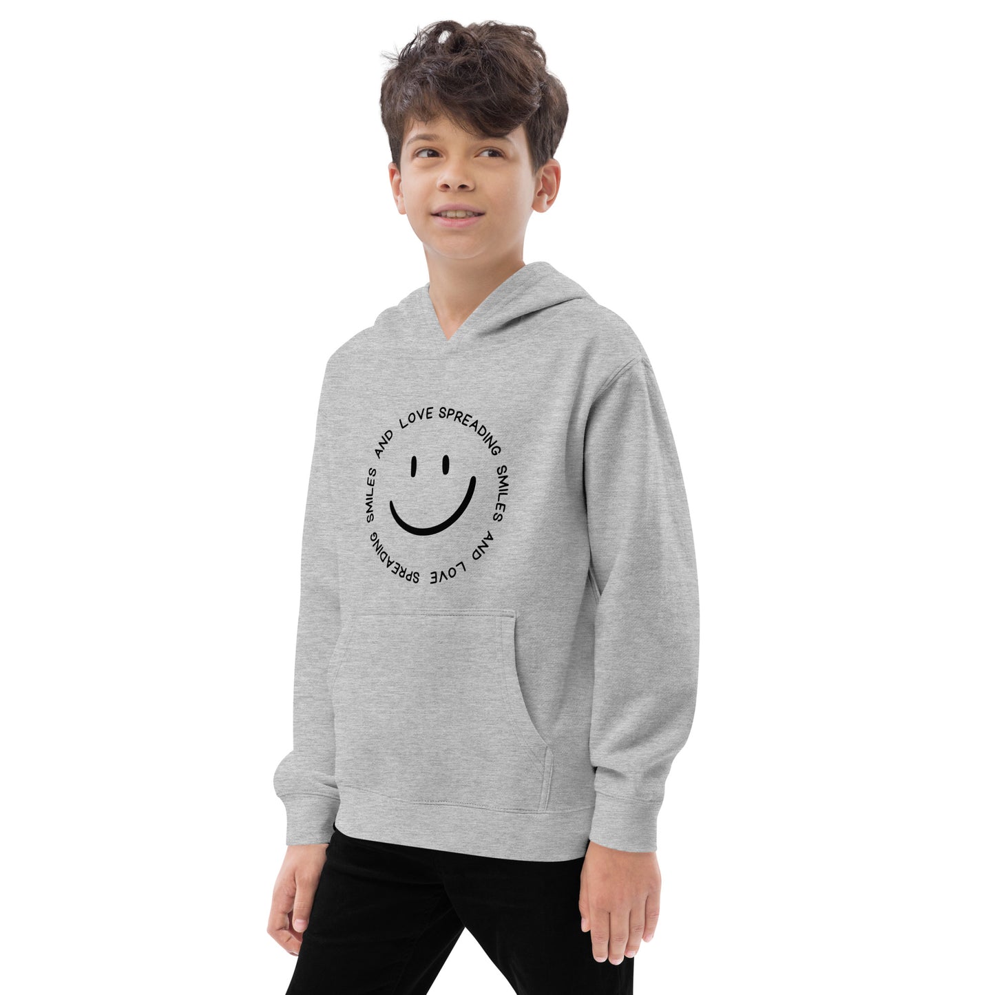 Kids fleece hoodie - SPREADING SMILES AND LOVE