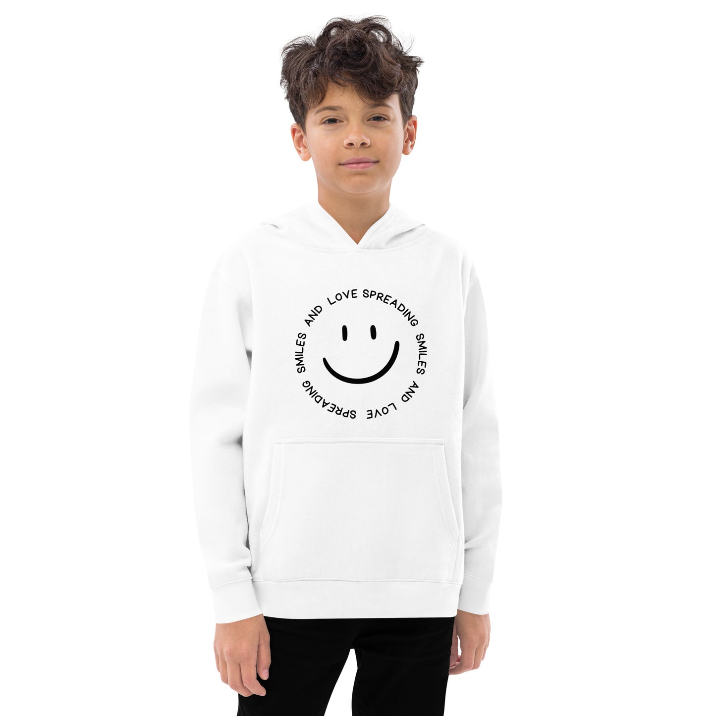 Kids fleece hoodie - SPREADING SMILES AND LOVE