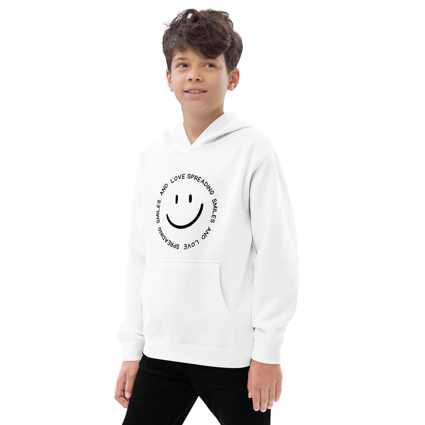Kids fleece hoodie - SPREADING SMILES AND LOVE
