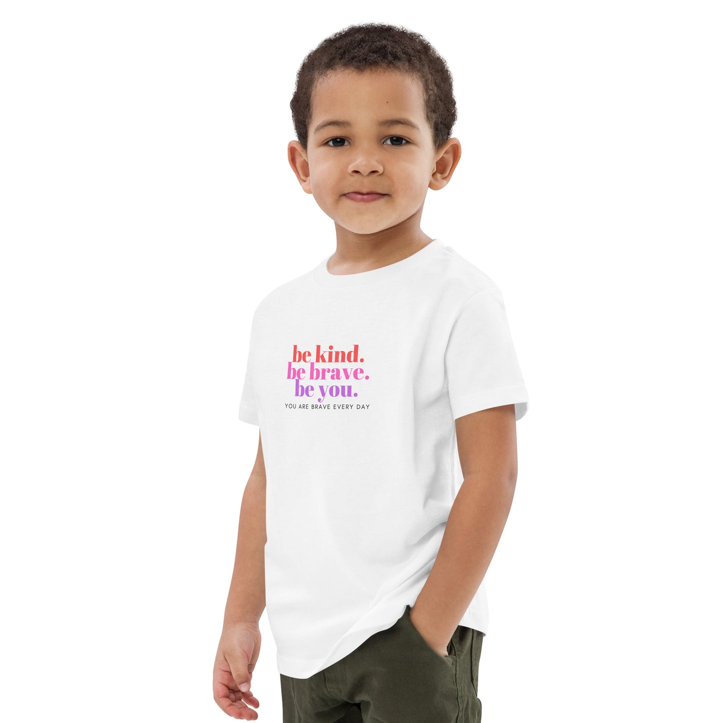 Organic cotton kids t-shirt - be kind. be brave. be you.