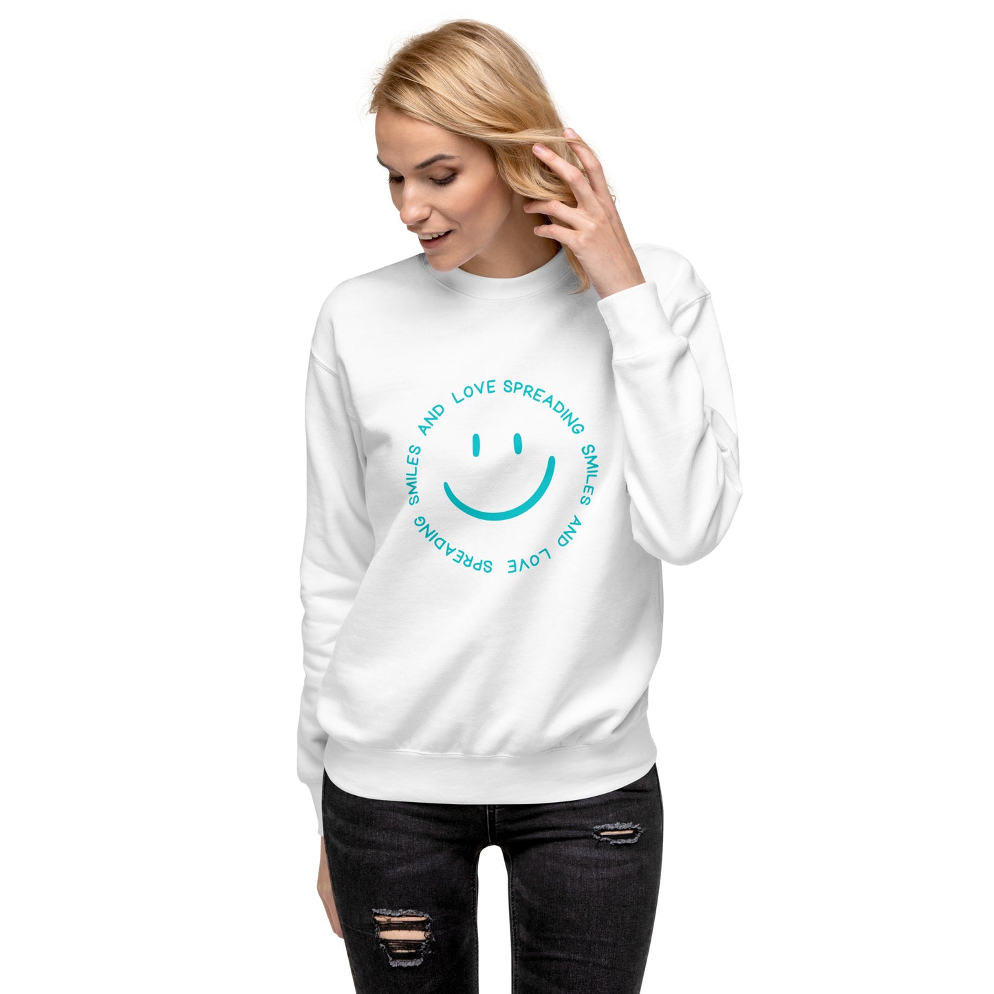 Unisex Premium Sweatshirt - SPREADING SMILES AND LOVE