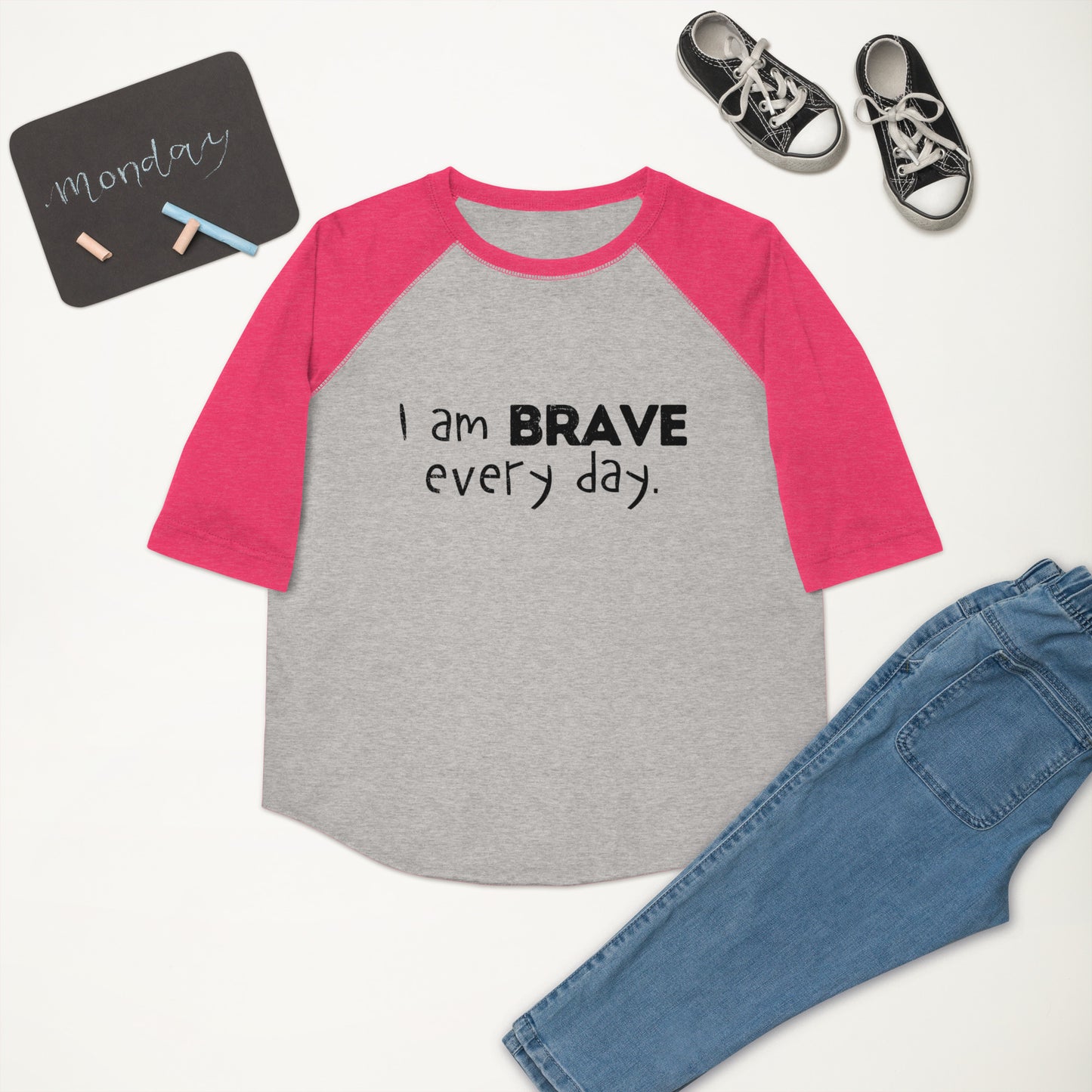 Youth baseball shirt - I am BRAVE every day