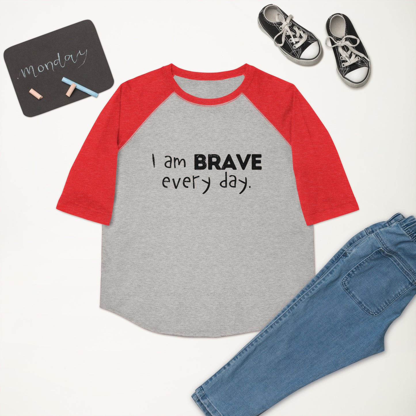 Youth baseball shirt - I am BRAVE every day