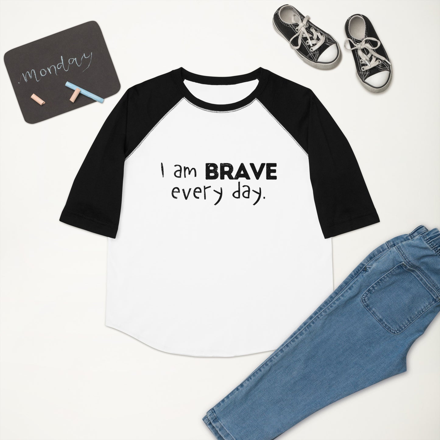 Youth baseball shirt - I am BRAVE every day